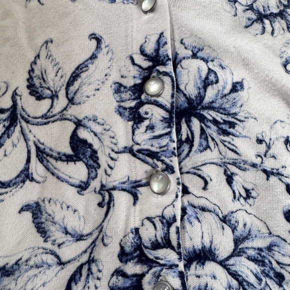 Talbots Cream short Sleeve Button Down sweater - Picture 6 of 12